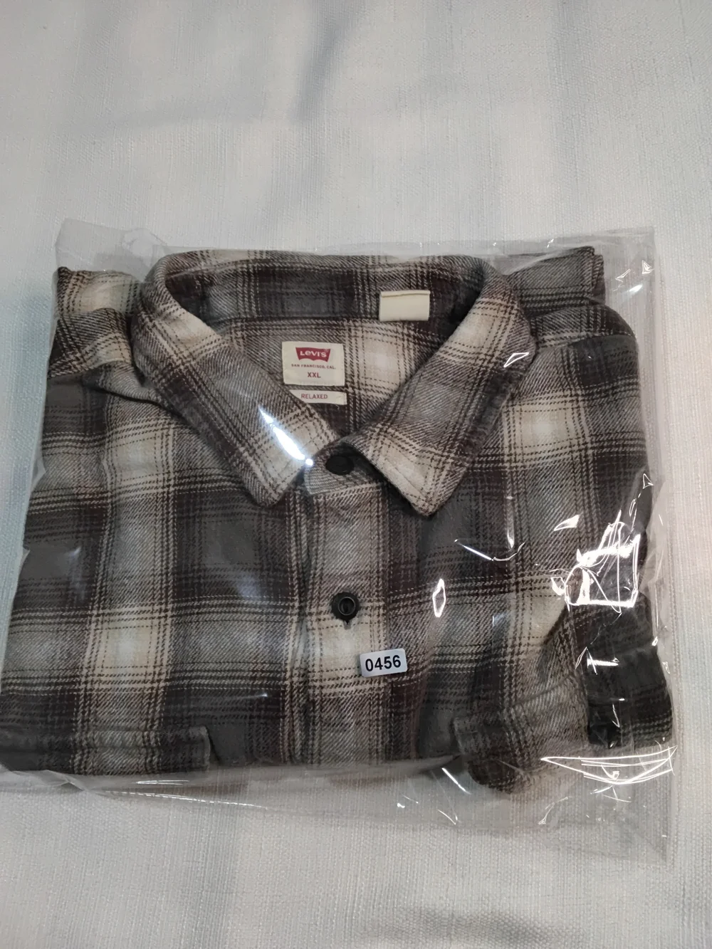 Levi's Gray & White Plaid Long-Sleeve Button-Down Shirt Flannel Sz XXL.